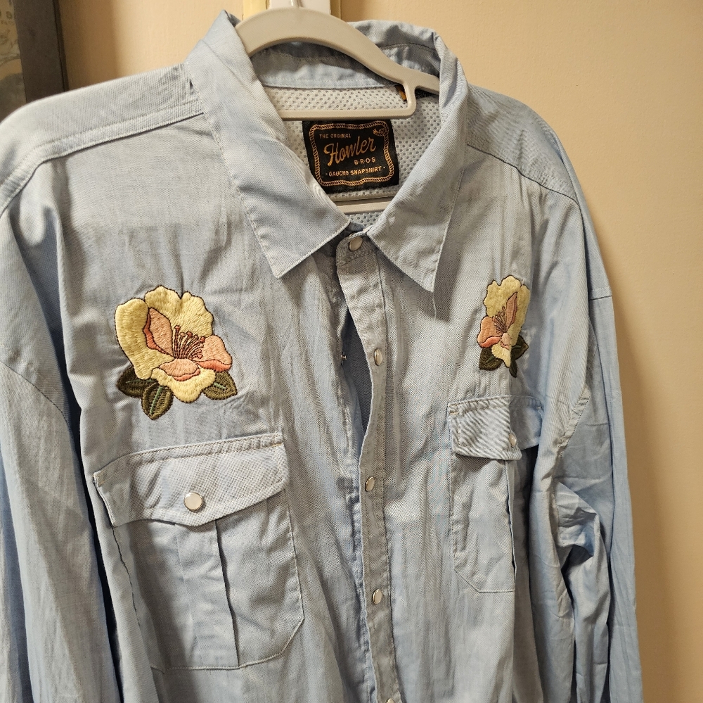 Howler Brothers gaucho snap shirt XXL long sleeve pearl snaps